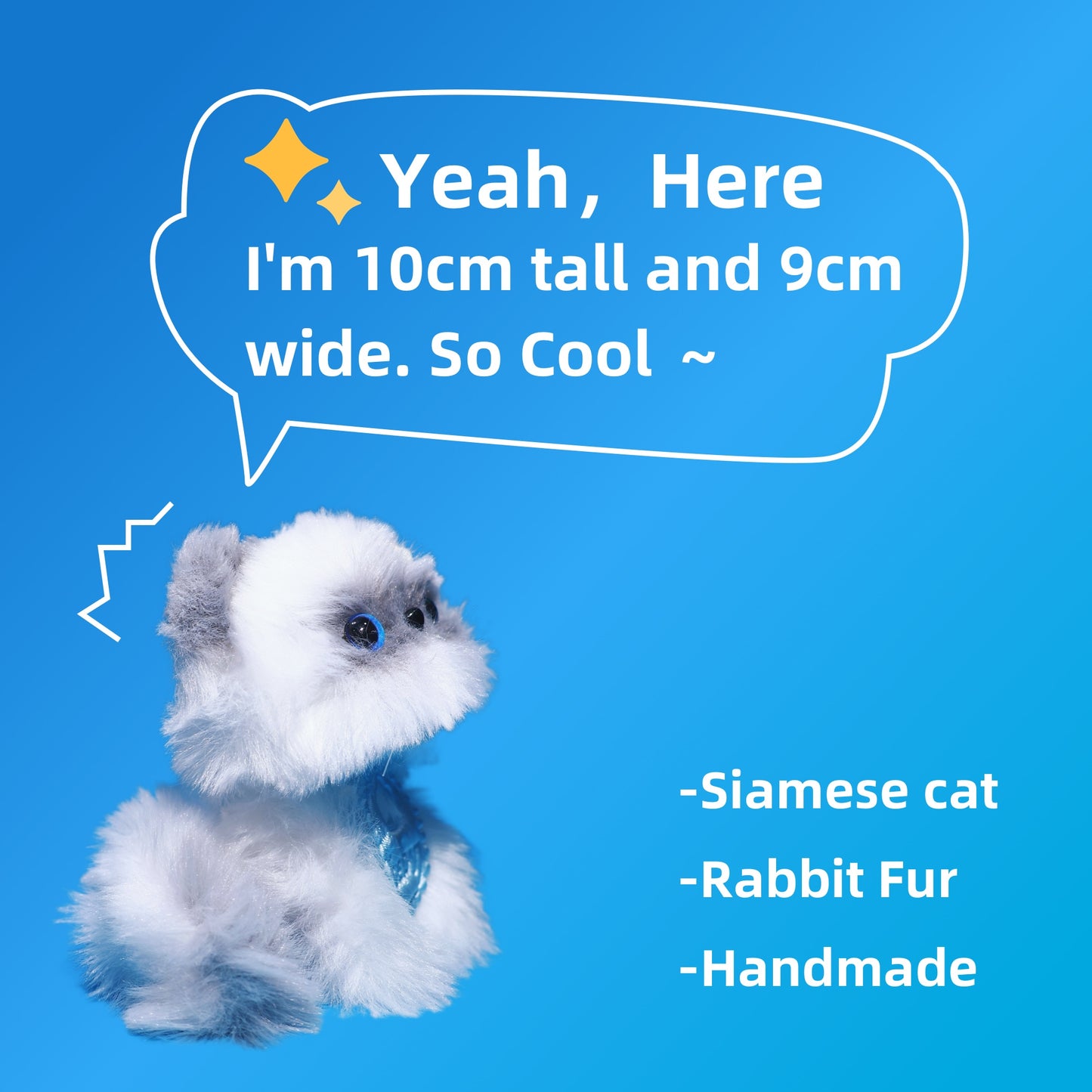 Fuzzy Siamese Cat: Finished Product & DIY Craft Kit