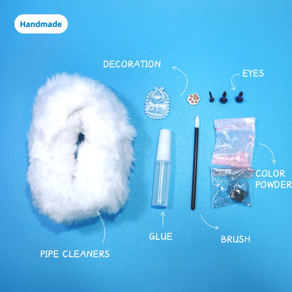 Fuzzy Siamese Cat: Finished Product & DIY Craft Kit